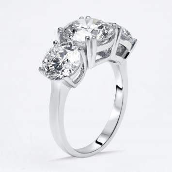 Pre Owned 6 cts Round Lab Grown Diamonds 18k White Gold Ring Size 52