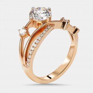 Pre Owned 1.35 cts Round Lab Grown Diamonds 18k Rose Gold Ring Size 52