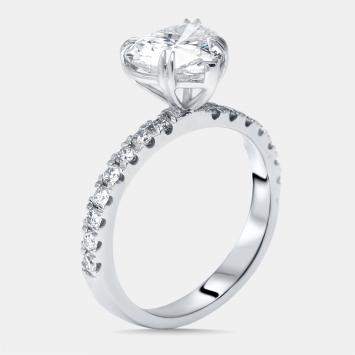 Pre Owned 2.4 cts Heart, Round Lab Grown Diamonds 18k White Gold Ring Size 52