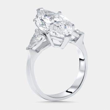 Pre Owned 5.5 cts Marquise, Pear Lab Grown Diamonds 18k White Gold Ring Size 52