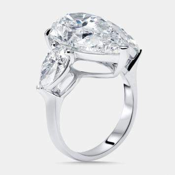 Pre Owned 4.5 cts Pear Lab Grown Diamonds 18k White Gold Ring Size 52