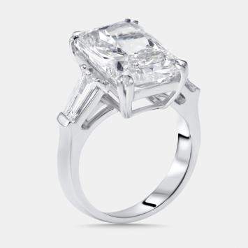 Pre Owned 7.8 cts Radiant, Trapezoid Lab Grown Diamonds 18k White Gold Ring Size 52