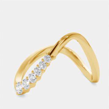 Pre Owned 0.35 cts Round Lab Grown Diamonds 18k Yellow Gold Ring Size 52