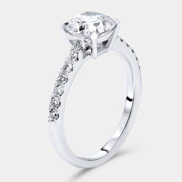 Pre Owned 3.3 cts Cushion, Round Lab Grown Diamonds 18k White Gold Ring Size 52