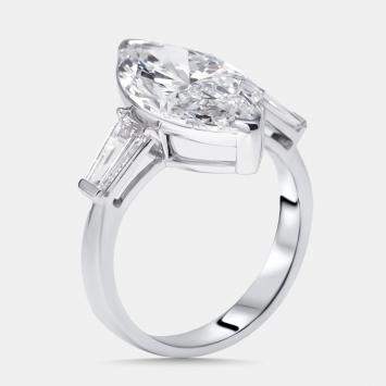 Pre Owned 5.9 cts Marquise, Trapezoid Lab Grown Diamonds 18k White Gold Ring Size 52