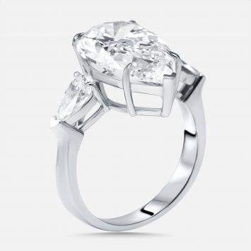 Pre Owned 7.3 cts Pear Lab Grown Diamonds 18k White Gold Ring Size 53