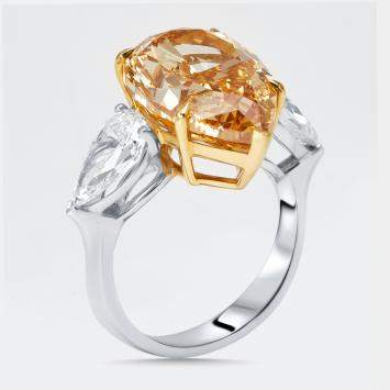 Pre Owned 13 cts Pear Lab Grown Diamonds 18k Two Tone Gold Ring Size 55