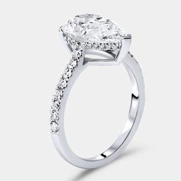 Pre Owned 3.25 cts Pear Brilliant and Round Lab Grown Diamonds 18k White Gold Ring Size 51