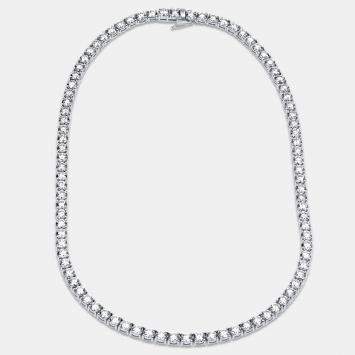 Pre Owned 30.00 cts Round Lab Grown Diamonds 18k White Gold Tennis Necklace