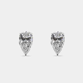 Pre Owned 6.00 cts Pear Brilliant Cut 18k White Gold Lab Grown Diamonds Solitaire Stud Earrings