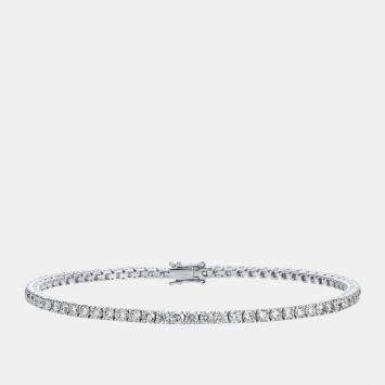 Pre Owned 3.30 cts Round Brilliant Lab Grown Diamonds Sterling Silver 925 Tennis Bracelet