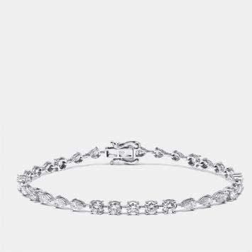 Pre Owned 3.9 cts Pear, Round Lab Grown Diamonds 18k White Gold Bracelet