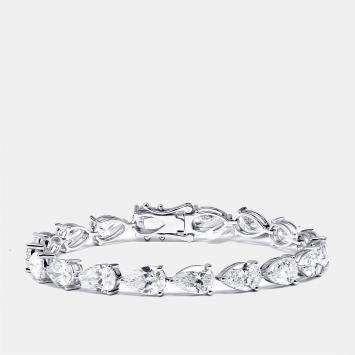 Pre Owned 18 cts Pear Brilliant Lab Grown Diamonds 18k White Gold Bracelet