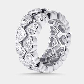 مملوكة مسبقًا 6 cts Heart Lab Grown Diamonds 18k White Gold Ring Size 51