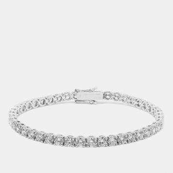 Pre Owned 7.4 cts Round Lab Grown Diamonds 18k White Gold Bracelet