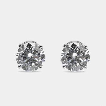 Pre Owned 6 cts Round Lab Grown Diamonds 18k White Gold Earrings
