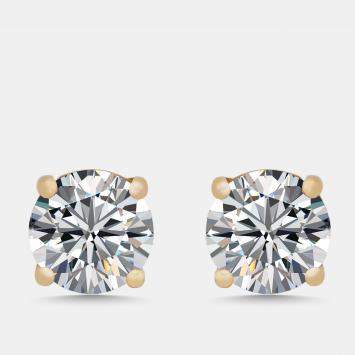 مملوكة مسبقًا أقراط ذهب أصفر عيار 18 ألماس مختبري دائري (2 قيراط)