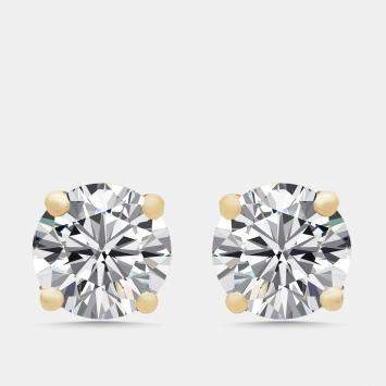 Pre Owned 1 cts Round Lab Grown Diamonds 18k Yellow Gold Earrings