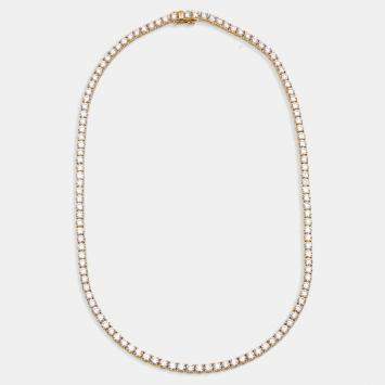 Pre Owned 19.4 cts Round Lab Grown Diamonds 18k Yellow Gold Necklace