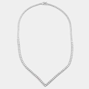 Pre Owned 7.3 cts Round Lab Grown Diamonds 18k White Gold Necklace
