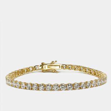Pre Owned 7.20 cts Round Brilliant Cut Lab Grown Diamonds 18k Yellow Gold Tennis Bracelet