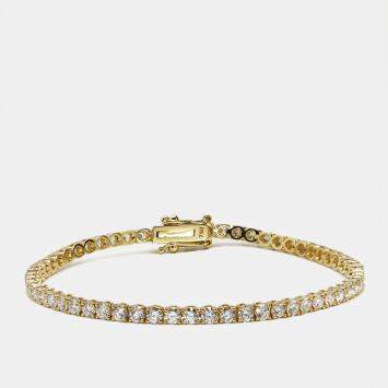 Pre Owned 3.50 cts Round Brilliant Cut Lab Grown Diamonds 18k Yellow Gold Tennis Bracelet
