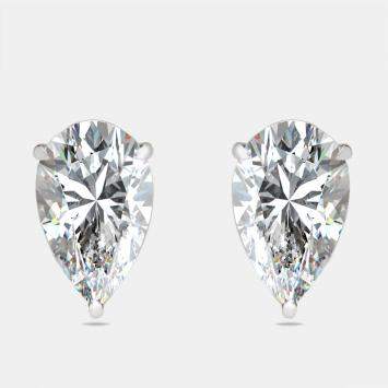 مملوكة مسبقًا 4.00 cts Pear Brilliant Cut 18k White Gold Stud Earrings
