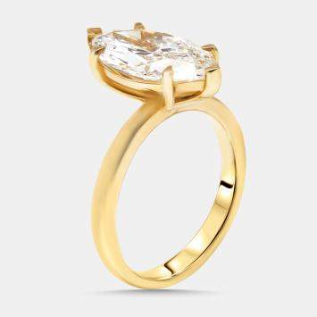 Pre Owned 3.52 cts Marquise Lab Grown Diamond 18K Yellow Gold Ring Size 51