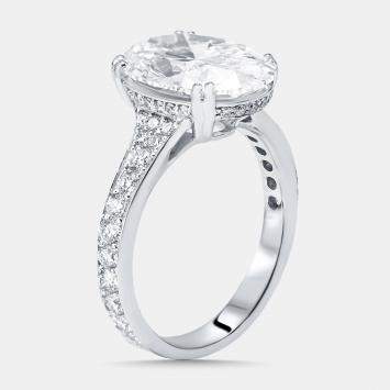 Pre Owned 6.04 cts Oval Lab Grown Diamond 18K White Gold Ring Size 54