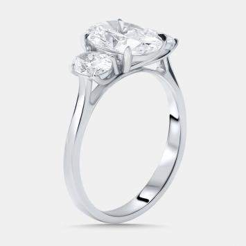 Pre Owned 2.62 cts Oval Lab Grown Diamond 18K White Gold Ring Size 54