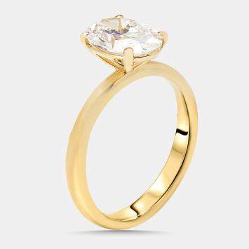 Pre Owned 2.00 cts Oval Lab Grown Diamond 18K Yellow Gold Ring Size 55