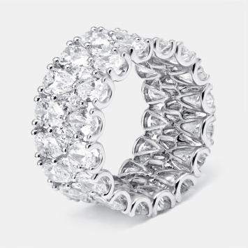 Pre Owned 9.5 cts Pear, Marquise Lab Grown Diamonds 18k White Gold Ring Size 55