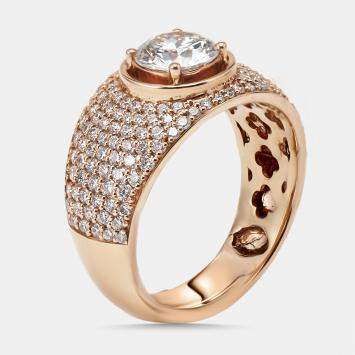 Pre Owned 2 cts Round Lab Grown Diamonds 18k Rose Gold Ring Size 52