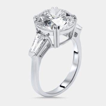 Pre Owned 7 cts Round, Trapezoid Lab Grown Diamonds 18k White Gold Ring Size 52