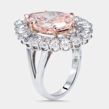 Pre Owned 6.5 cts Pear Lab Grown Diamonds 18k Two Tone Gold Ring Size 52