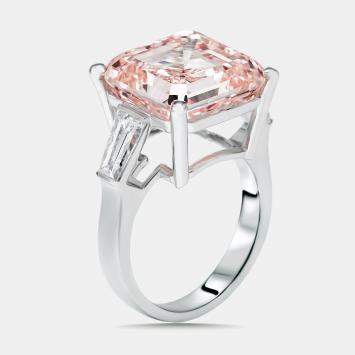 مملوكة مسبقًا 13 cts Asscher, Trapezoid Lab Grown Diamonds 18k White Gold Ring Size 54