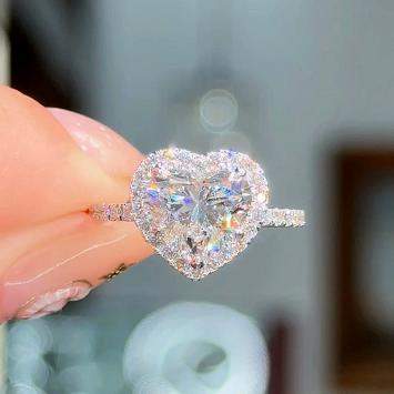 مملوكة مسبقًا خاتم ألماس مصنع في المختبر بوزن 2.8 قيراط بقص قلب من الذهب الأبيض عيار 14 بمقاس 8.