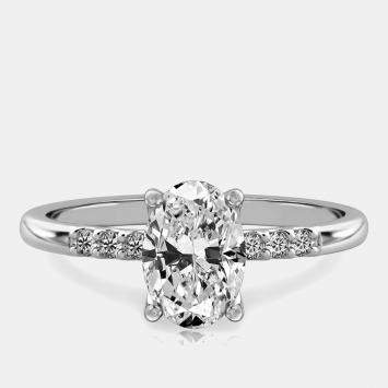 Pre Owned 1.1 cts Oval Cut Lab Grown Diamond 14k White Gold Ring Size 7