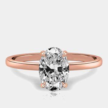 Pre Owned 2.3 cts Oval Cut Lab Grown Diamond 14k Rose Gold Ring Size 8