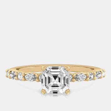 Pre Owned 1.4 cts Asscher Lab Grown Diamond 14k Yellow Gold Wedding Ring Size 52