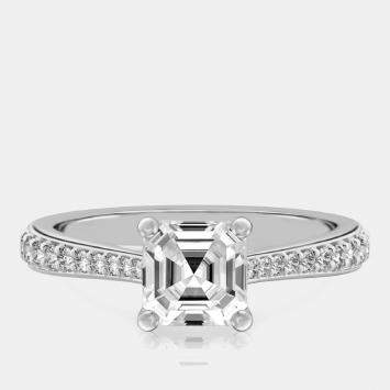Pre Owned 1.25 cts Asscher Lab Grown Diamond 14k White Gold Wedding Ring Size 52