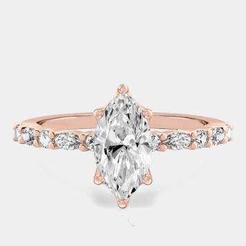 Pre Owned 1.4 cts Marquise Lab Grown Diamond 14k Rose Gold Engagement Ring Size 52