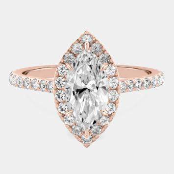 Pre Owned 1.6 cts Marquise Lab Grown Diamond 14k Rose Gold Wedding Ring Size 52