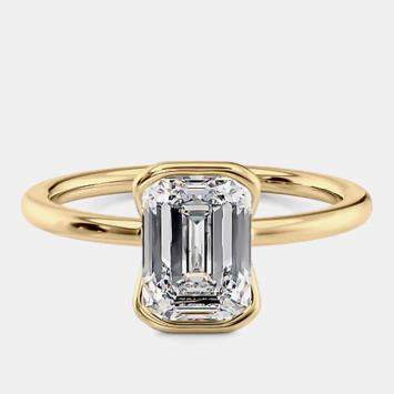 Pre Owned 2 cts Lab Grown Emerald Diamond 18k Yellow Gold Engagement Ring Size 52