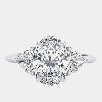 Pre Owned 2.8 cts Oval Lab Grown 18k White Gold Wedding Diamond Ring Size 52