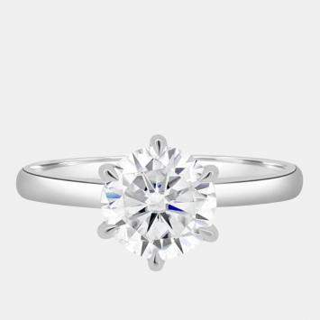 Pre Owned 1.5 cts Round Lab Grown Diamond 18k White Gold Wedding Ring Size 52