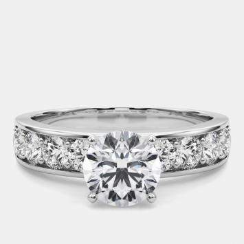 Pre Owned 1.8 cts Round Lab Grown Diamond 18k White Gold Engagement Ring Size 52