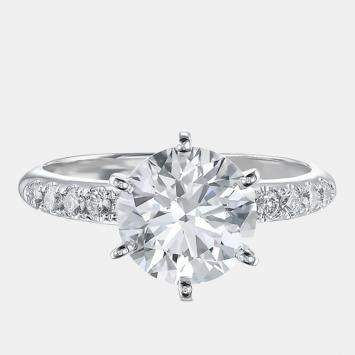 Pre Owned 2.8 cts Round Lab Grown Diamond 18k White Gold Engagement Ring Size 52