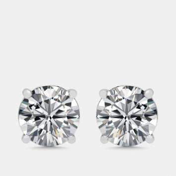 مملوكة مسبقًا أقراط ألماس دائري مزروع معمليًا 6 قيراط ذهب أبيض عيار 18k