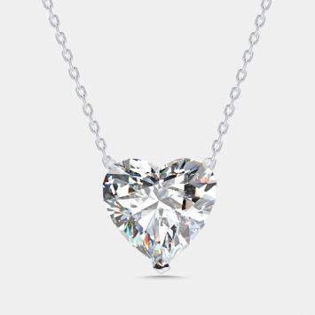 Pre Owned 7.5 cts Heart Lab Grown Diamond 18k White Gold Pendant Necklace